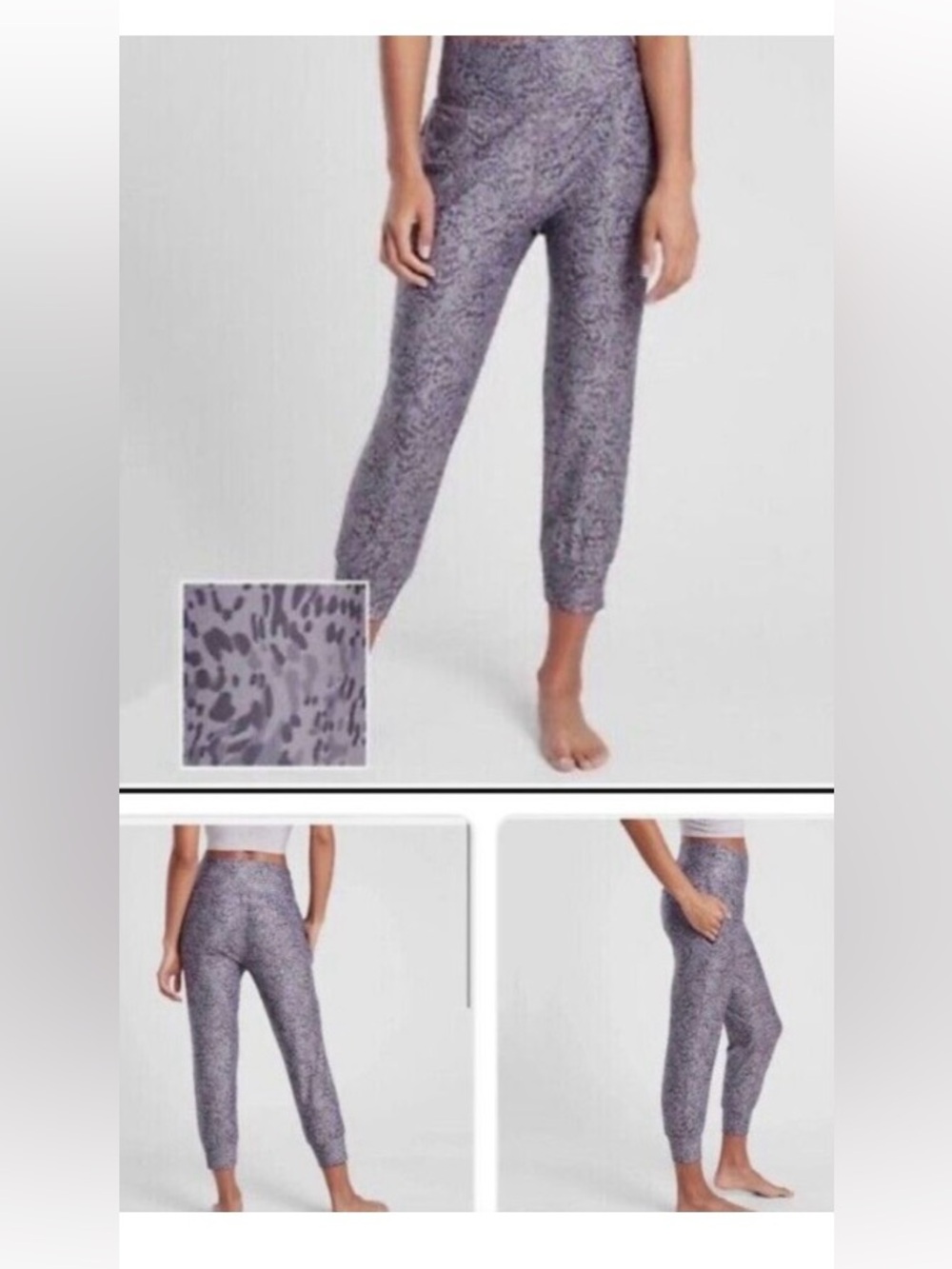 EUC Athleta Salutation Printed Crop Jogger Lilac Leopard Small Petite